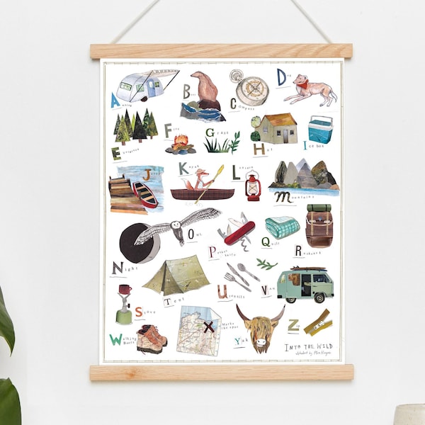 Adventure Outdoors Alphabet Print, Nursery Print, Kids Alphabet Print ,Woodland Print, Forest Theme Alphabet Poster, Woodland Nursery Art,