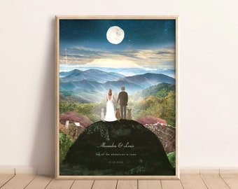 Custom Blue Ridge Mountains Print, Adventure Family, Wedding Gift, Personalised Gift, Gift for Adventurous Couple, Appalachian Mountains