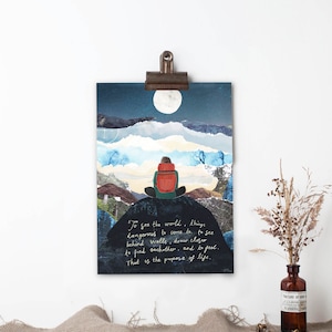 Stampa collage di citazioni sulla vita, stampa paesaggio, stampa wanderlust, la vita segreta di Walter Mitty, stampa ispiratrice, stampa di viaggio, arredamento per la casa