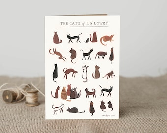 The Cats of L S Lowry, Cats Card, Lowry Style, L S Lowry cat card