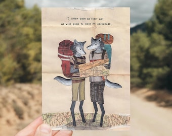Hiking Couple Card, Adventure Couple Card, Walking Couple, Travelling Card, Hiking Card, Valentines Day, Anniversary. Vegan Friendly
