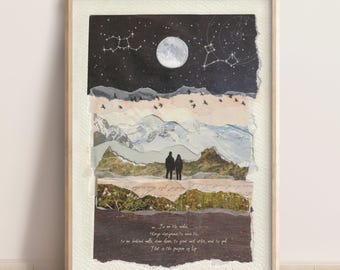 Impresión personalizada de viaje familiar, impresión de regalo de boda, arte personalizado para parejas con luna, La vida secreta de Walter Mitty, recuerdo con cita de viaje.