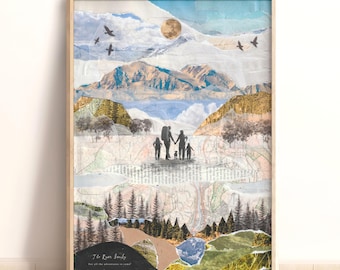 Custom family or couples adventure print, Couples Landscape, Collage Art, Personalised Artwork Gift, Wedding, Anniversary, Congratulations