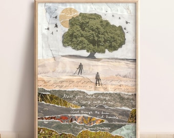 Lámina artística de detectores de metales, Lance y Andy, tamaño A2 + A3, lámina artística de paisaje en collage, arte mural de detectores de metales