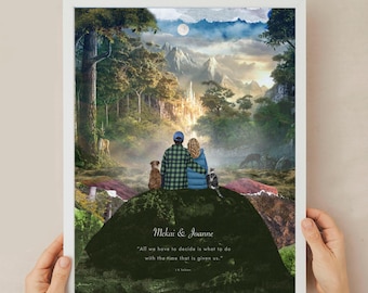 Impresión personalizada de RIVENDELL, regalo de El Señor de los Anillos, regalo de bodas, impresión personalizada para parejas, impresión de aniversario, compromiso personalizado, arte de fan