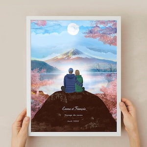 MOUNT FUJI personalisierter Druck, JAPAN, Hochzeitsgeschenk, Hochzeitsgeschenk, Paare benutzerdefinierter Druck, Jubiläumsdruck, individuelle Verlobung, Familiendruck, 20x40 cm