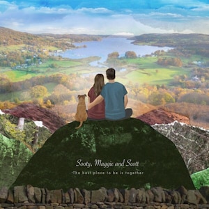 Gepersonaliseerde LAKE DISTRICT-print, huwelijkscadeau, Lake Windemere, aangepaste print koppels, jubileumprint, aangepaste verloving, familieprint