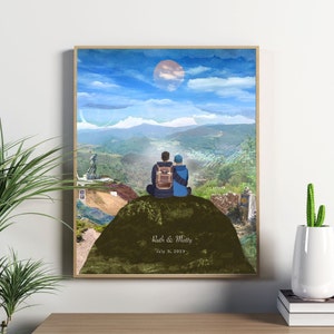 Camino de Santiago aangepaste print, kunst, gepersonaliseerde wandelprint, gepersonaliseerd wandelcadeau. Camino de Santiago-cadeau.
