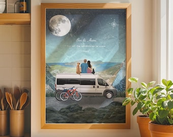 Impresión personalizada de furgoneta camper, impresión de vida en furgoneta, impresión de aventura personalizada, arte para regalo de boda, impresión de aniversario personalizada, impresión personalizada de pareja