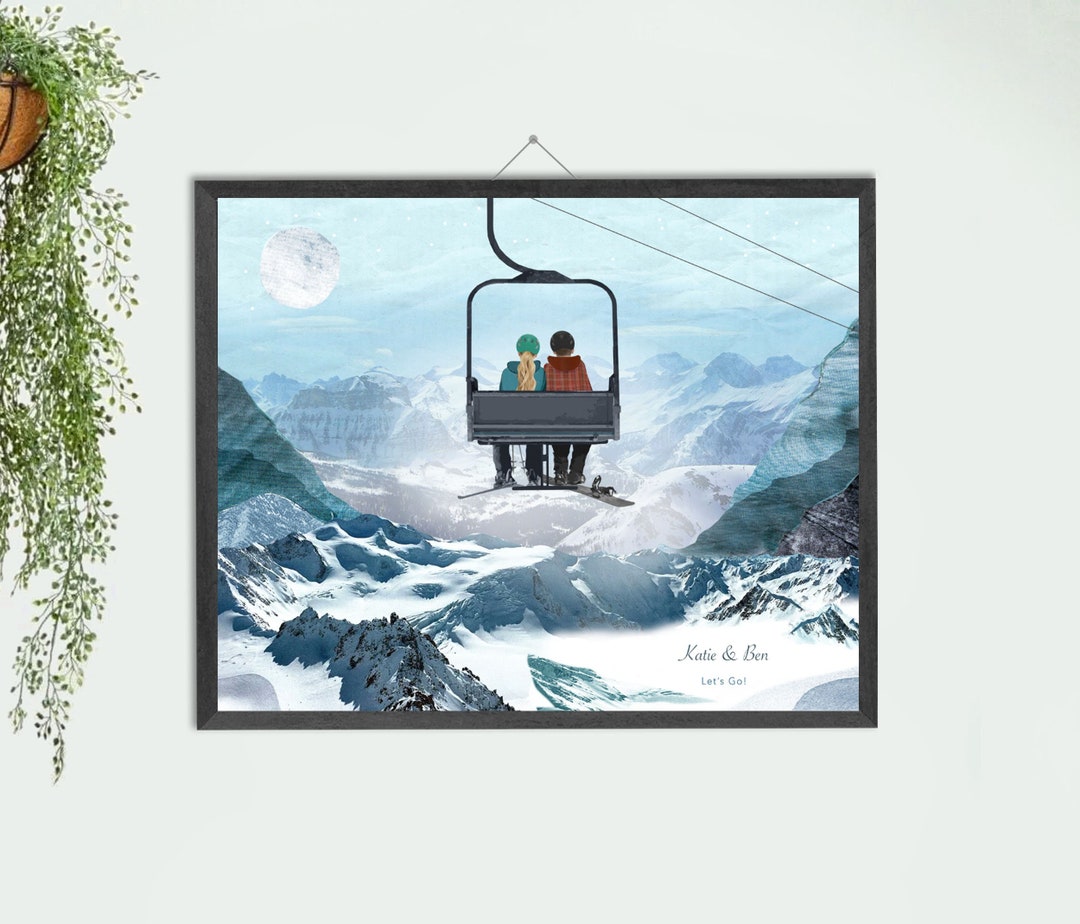 Custom Ski Lift Print Personalised Snowboarder Gift Ski Art Etsy