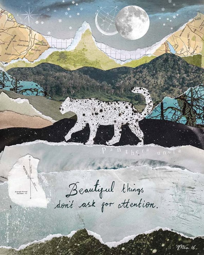 Snow Leopard Life Quote Print A4 &amp; 8x10 | Etsy