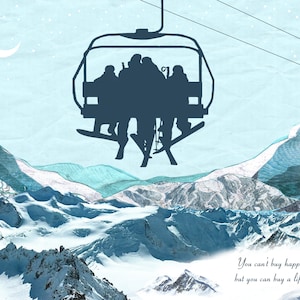 Personalised Family Snowboarder Skier Lift Wall Art | Skier Couple | Ski Gifts | Anniversary | Wedding | Engagement Gift | Outdoorsy Couple