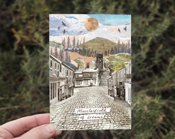 Tarjeta de felicitación Macclesfield of Dreams, tamaño A6, apta para veganos.