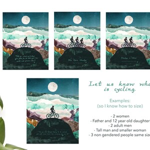 Custom mountain biking print, Personalised Couples biking, Cycling family print, Mountain biking gift, Cycling gift, Biker couple image 3