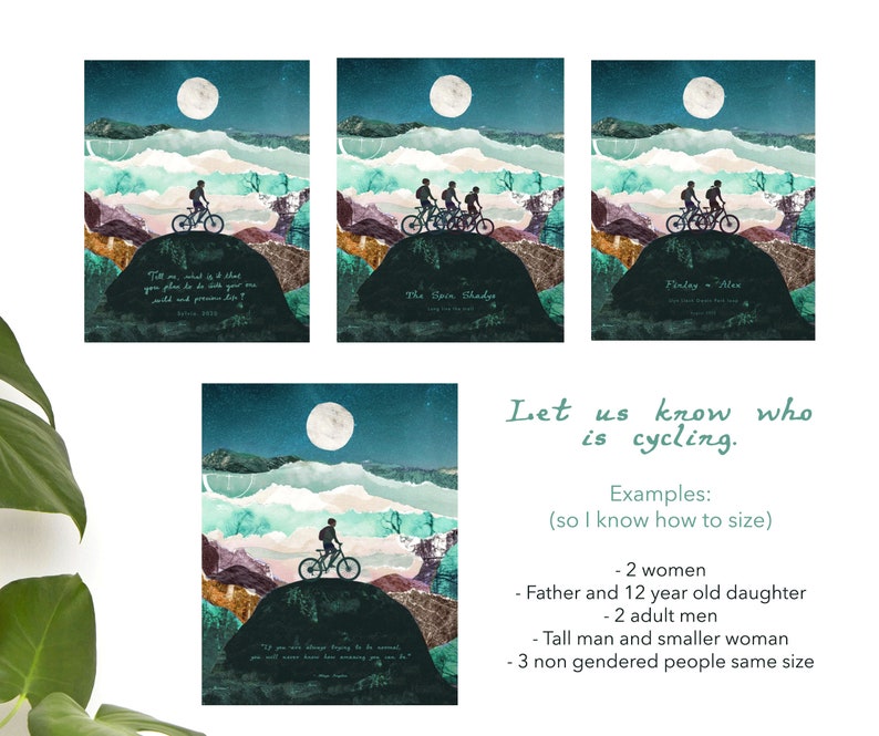 Custom mountain biking print, Personalised Couples biking, Cycling family print, Mountain biking gift, Cycling gift, Biker couple image 3