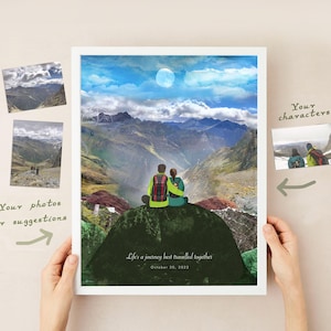 Impresión de fondo personalizada, impresión de pareja personalizada, impresión familiar, impresión de vista personalizada, regalo de boda, regalo de aniversario, impresión personalizada.