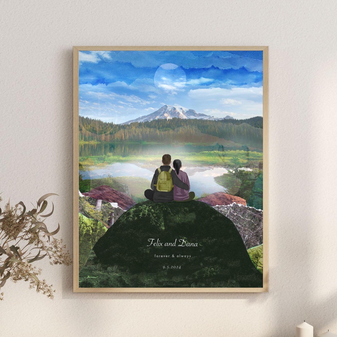 Personalised MOUNT RAINIER Print, National Park, Wedding Gift, Couples ...