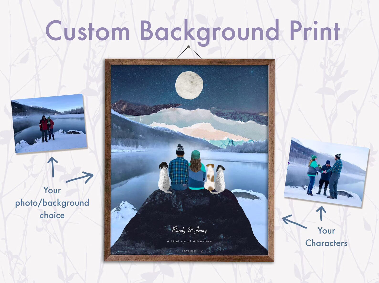 Custom Background Print, Personalised couples print, Family Print, Cu…