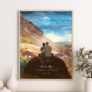 Personalised RED ROCKS print, Wedding gift, Family custom print, Colorado Gift, Red Rocks Amphitheatre, Road Trip Gift, Red Rocks Gift