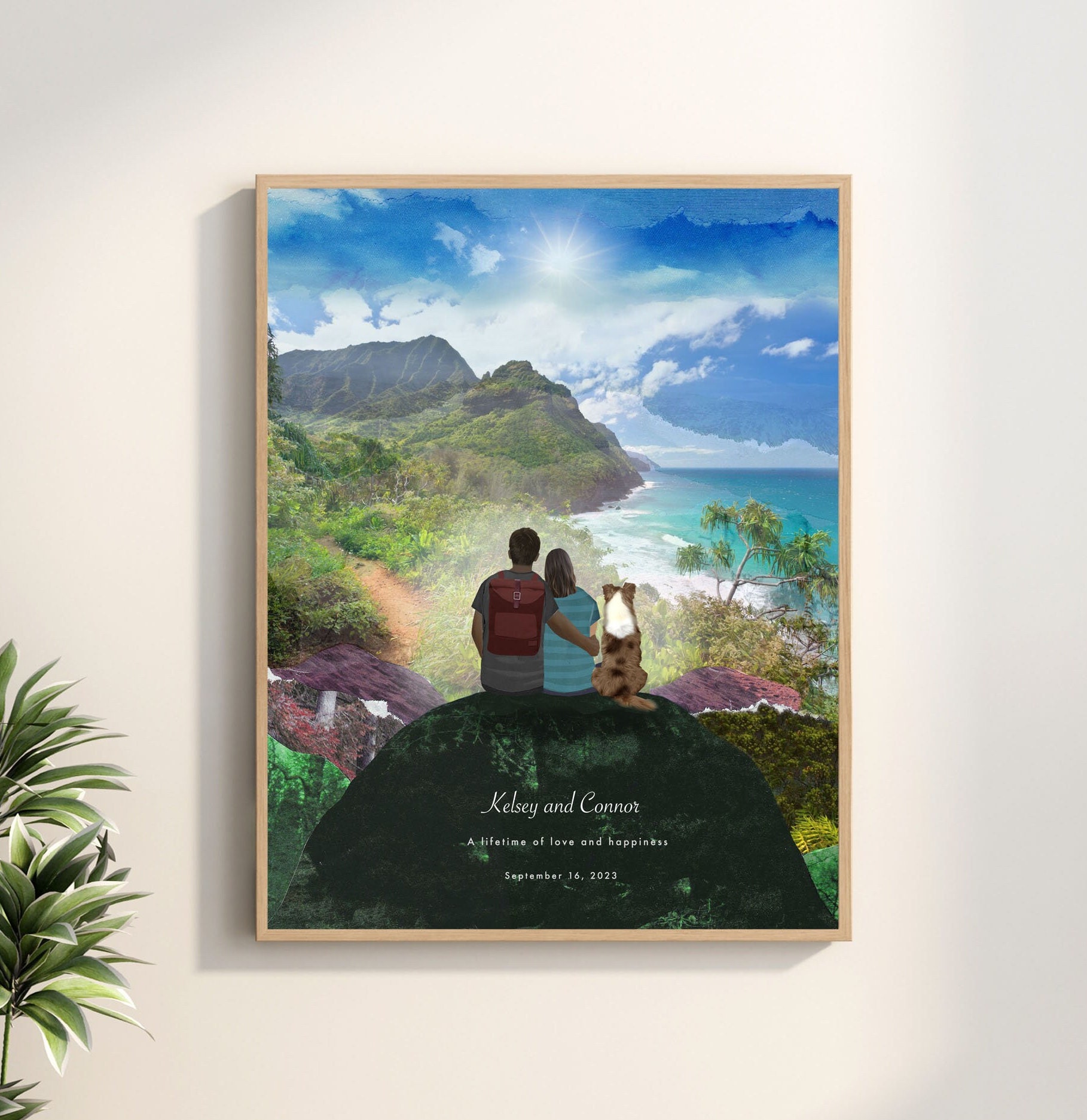 Personalised HAWAII print, Hawaii Gift, Wedding gift, Couples custom print, Anniversary print, Tropical holiday keepsake, 11x14 & 20x16"