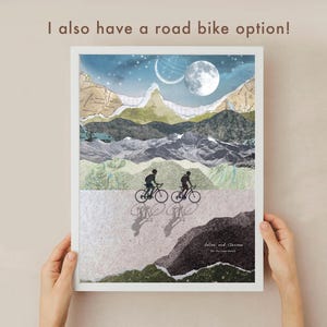Custom mountain biking print, Personalised Couples biking, Cycling family print, Mountain biking gift, Cycling gift, Biker couple image 6