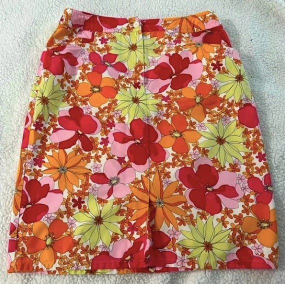 Vintage Talbots 70s Inspired Floral Skirt -- size… - image 1