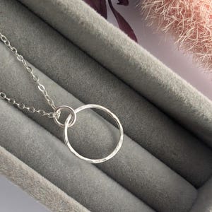 Hammered Sterling Silver Circle Necklace, Minimalist Sterling Silver Pendant, Gift For Her, Simple Silver Pendant, Silver Necklace