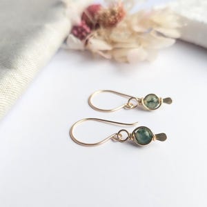 MOSS AGATE Earrings 14K Gold Filled, Wire Wrapped Moss Agate Earrings, Gift For Her, Dangle Earrings, Moss Agate Jewellery