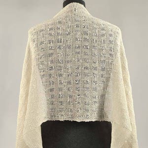 Handwoven summer shawl, natural white. Summer pashmina. Summer large scarf. Bridal shawl.