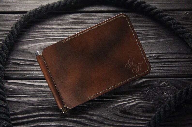 Leather Money Clip Minimalist Wallet Business Card Holder Etsy - image 0