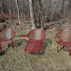 Tempestini for Salterini “Radar” Wrought Iron Patio Furniture,Accent Chairs,Metal Patio Furniture,Retro Patio Furniture,Bistro Set