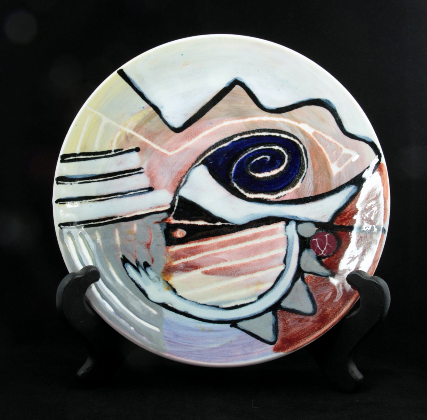 Luciano Rumi Luciano Rumi Picasso-inspired Ceramic Plate, Mid-century Modern Italian ...