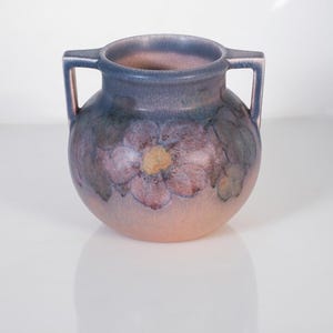 Vase double vélin Rookwood : poterie florale peinte à la main Kathryn Jones (1928)