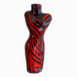 Murano Art Glass Female Torso Vase,Italian Art Glass,Unique Vase,large vintage vase,red art glass vase,modern glass vase,Murano red vase
