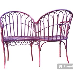 Regency Antique Tete-a-Tete Gartenkussbank, Vintage-Terrassenmöbel, viktorianische Bank, Terrassenmöbel im Freien, kleine Gartenbank