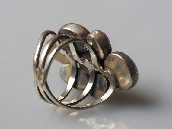 Sterling Coral Ring,Boho Ring Set , textured silv… - image 8