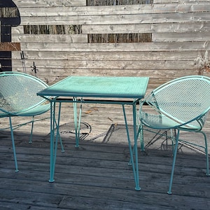 Wrought Iron Patio Tempestini for Salterini “Radar” Collection Bistro Set,dining room set,outdoor patio furniture,metal patio furniture
