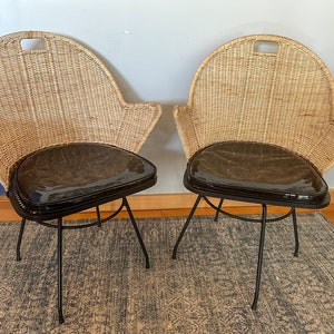 Maurizio Tempestini für Salterini Neva-Rost Schmiedeeisen & Weiden Terrasse Arm Esszimmer Drehstühle, Rattan Möbel, Metall Terrassenmöbel