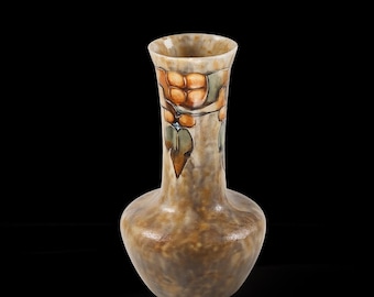 Antique Art Nouveau Cranston Pottery Tube-Lined Vase English Tukan Pattern Pearl 1912 Ceramic Decor