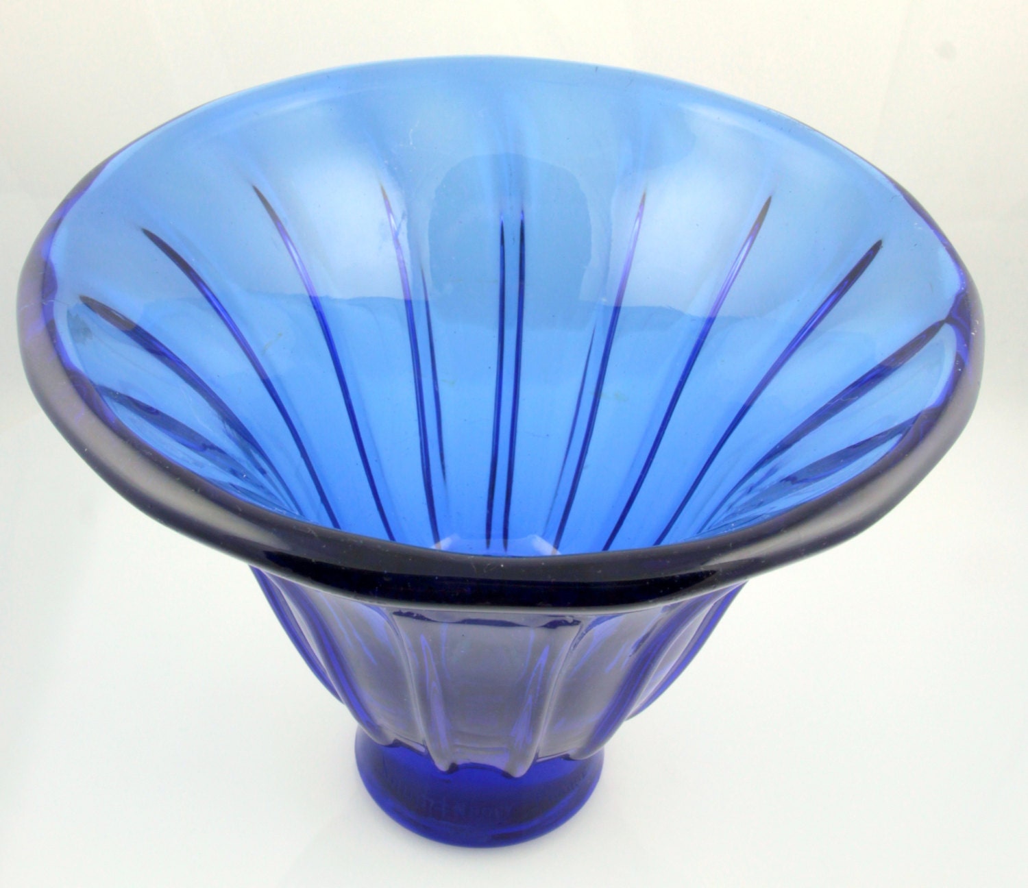 30‘sDaum Nancy「Blue Bubble Glass」Artdeco Daum Nancy Art Deco Cobalt Blue Glass Vase – Signed French Glass