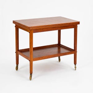 Vintage Grete Jalk Teak Foldable Side Table Danish Modern Poul Jeppesen Denmark 1960s MCM Scandinavian