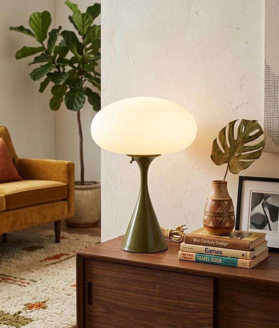 Laurel Mushroom Lamp Base: Green MCM Bill Curry Atomic Age Retro