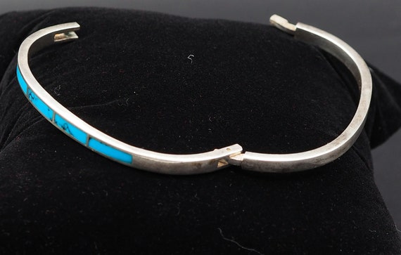 Vintage Taxco Sterling Silver Turquoise Cuff Brac… - image 7