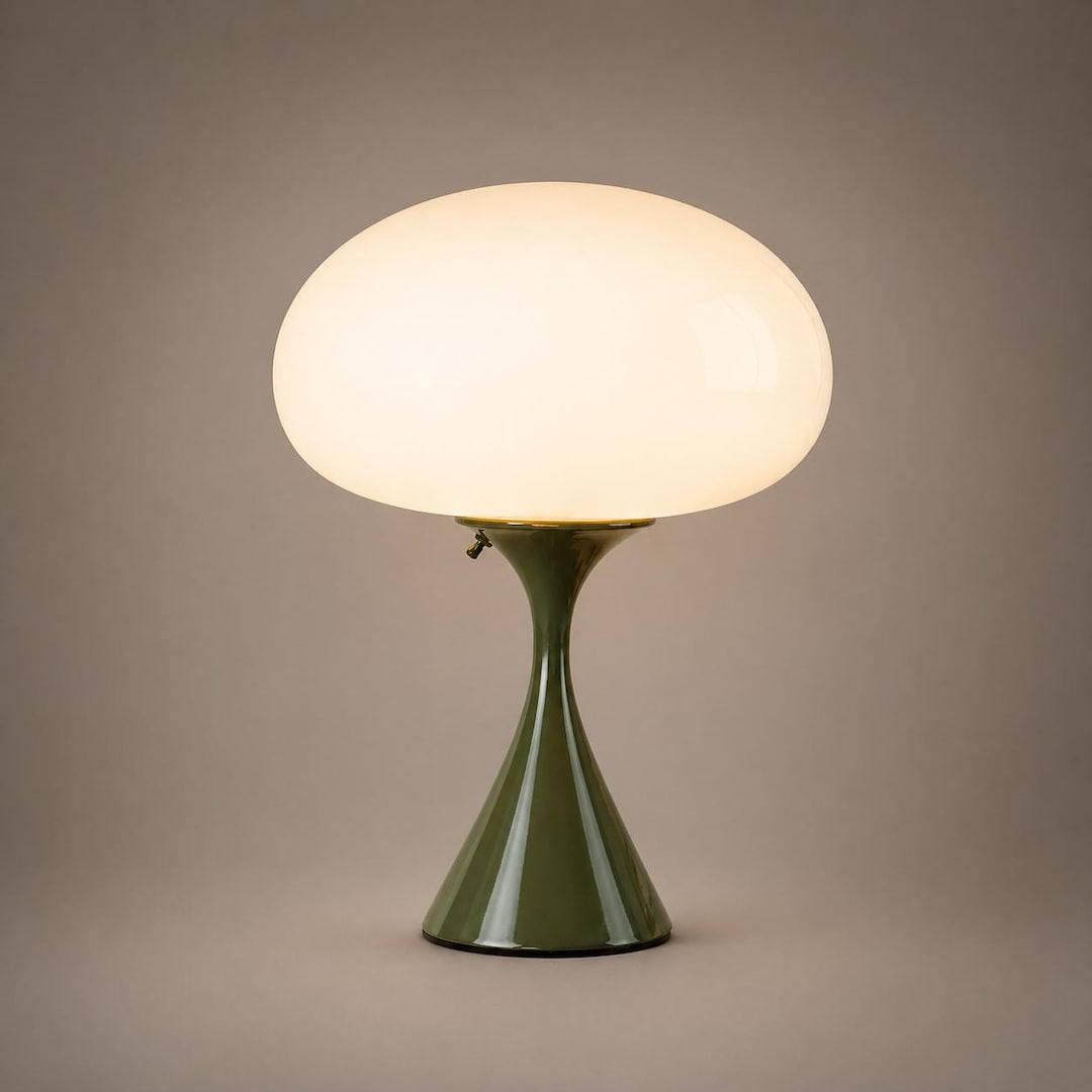 Laurel Mushroom Lamp Base: Green MCM Bill Curry Atomic Age Retro