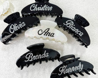 Personalized Hair Claw,Hair Clips, Hair Barrettes,diamont Hair accessories,Custom name Hair clips,Wedding Bridesmaid gift,Birthday for her