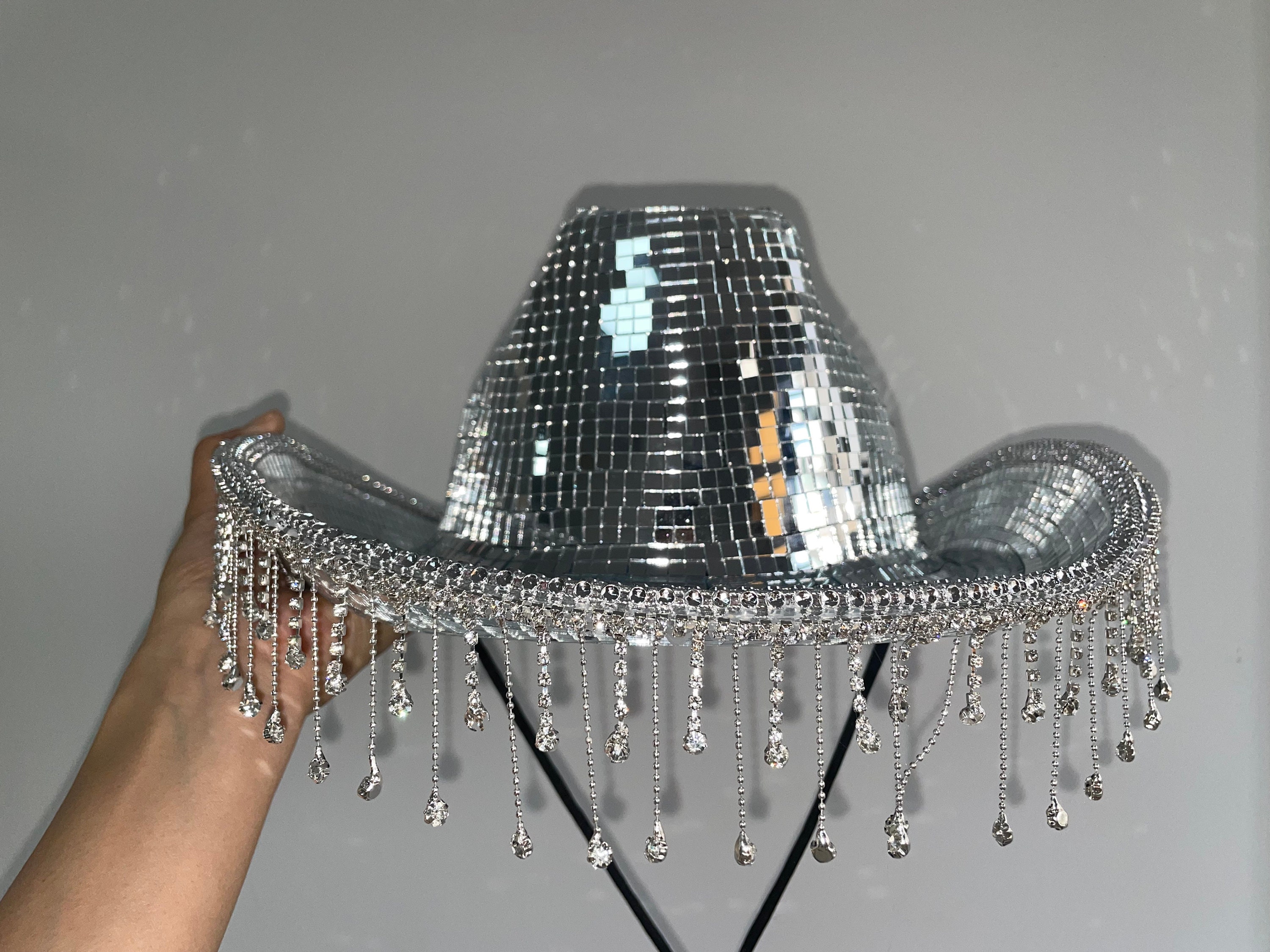 Diamond Disco Cowboy Hat, Mirror Ball Hat, Bachelorette Hat Sparkly
