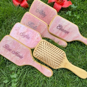 Custom Pink Paddle Brush,Personalised Hairbrush,Engraved Detangling Hairbrush,Bridesmaid gift,Birthday Gift for Teenage Girl image 10