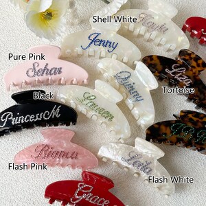 Personalized Hair Claw,Hair Clips, Hair Barrettes,diamont Hair Claw, Hair accessories,Custom name Hair clips,Hair Claw,Pink Princess's gift image 2