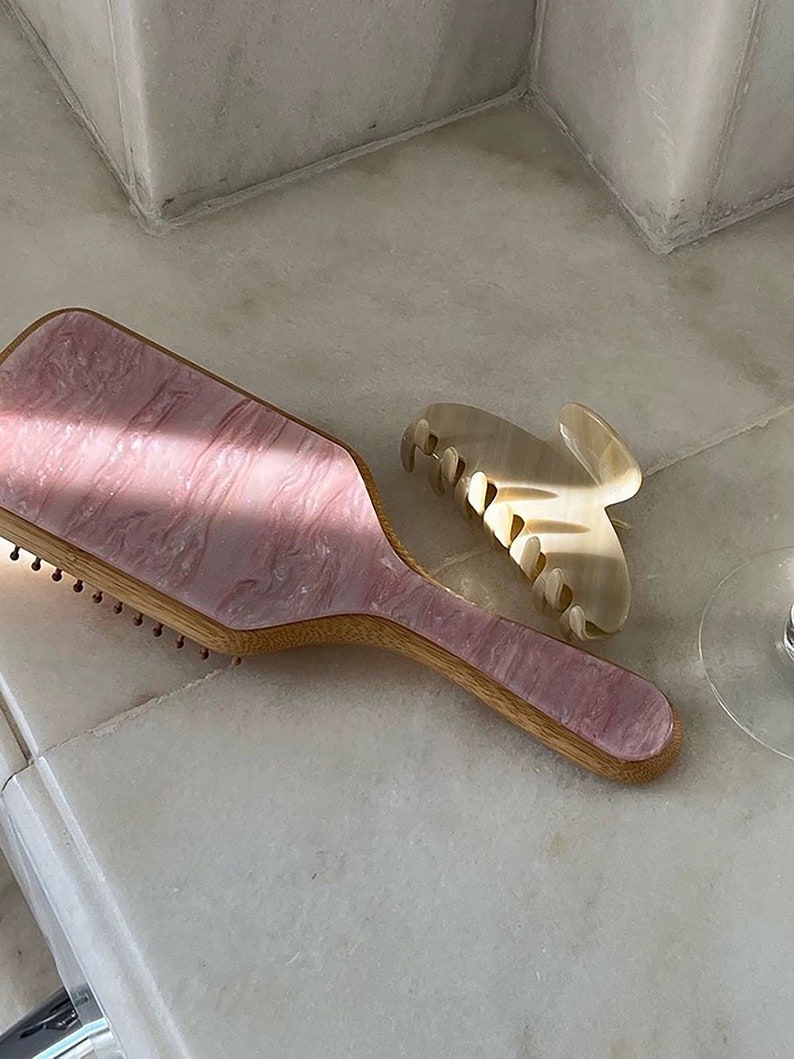 Custom Pink Paddle Brush,Personalised Hairbrush,Engraved Detangling Hairbrush,Bridesmaid gift,Birthday Gift for Teenage Girl image 6