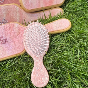 Custom Pink Paddle Brush,Personalised Hairbrush,Engraved Detangling Hairbrush,Bridesmaid gift,Birthday Gift for Teenage Girl small Hairbrush